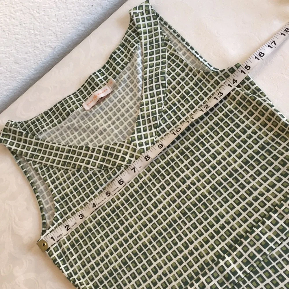 Tory Burch green white printed knit silk dress